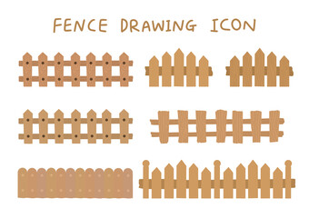 나무 울타리 드로잉 아이콘(wood fence drawing icon set)
