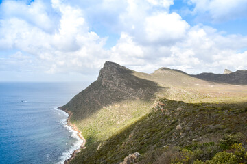 View of the mountains on the way to Cape Point and Cape of Good Hope