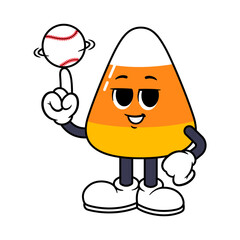 Vector Candy Corn Character Baseball