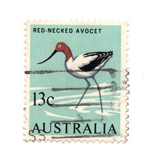 A vintage postage stamp from Australia isolated on a white background.