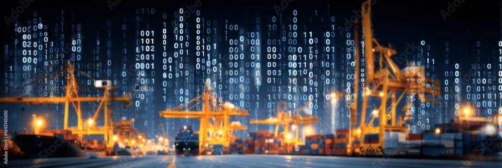Poster digital gateway to global trade streamlining future commerce with advanced virtual infrastructure