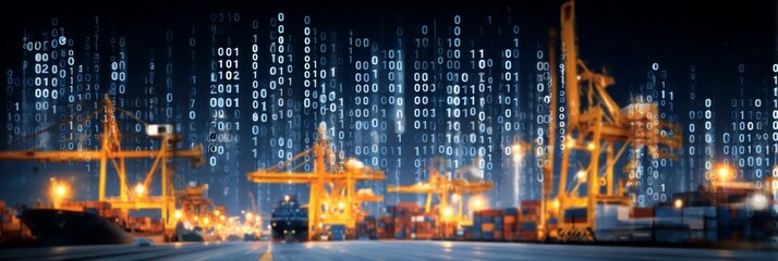 Obraz premium Digital Gateway to Global Trade Streamlining Future Commerce with Advanced Virtual Infrastructure