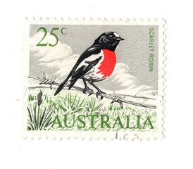 A vintage postage stamp from Australia isolated on a white background.
