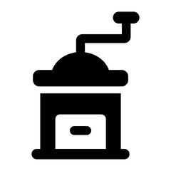 Illustration of a black coffee and coffee accessories icon isolated on a white background