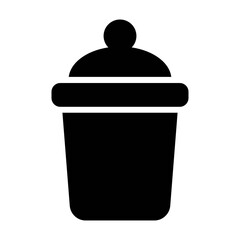 Illustration of a black coffee and coffee accessories icon isolated on a white background