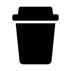 Illustration of a black coffee and coffee accessories icon isolated on a white background