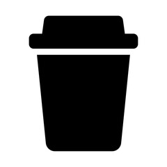 Illustration of a black coffee and coffee accessories icon isolated on a white background