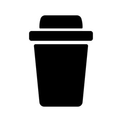 Illustration of a black coffee and coffee accessories icon isolated on a white background