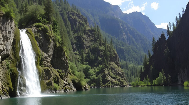 Los Cantaros Waterfall in Blest Lake