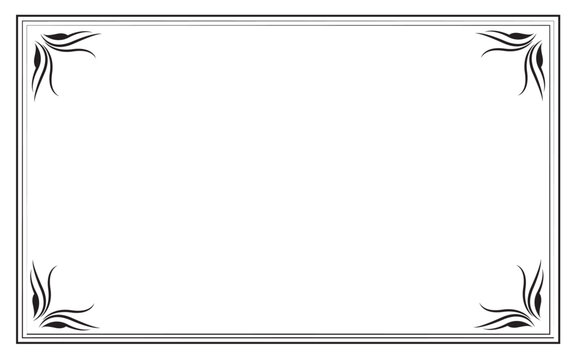 black lines and modern curve lines decor vintage border frame design isolated on transparent background.