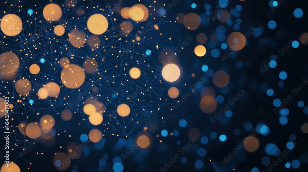 Poster digital data particle network of interconnected digital particles forming complex patterns against a