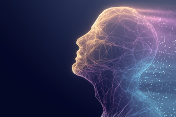 Obraz premium Abstract human head with glowing lines, representing innovation and ideas.