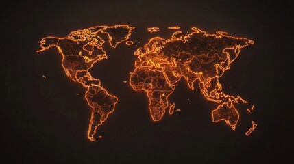 Glowing orange world map graphic