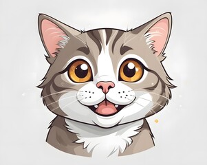 Adorable cartoon cat with big expressive eyes, perfect for fun designs and pet lovers
