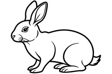 Black outline defines a calm rabbit sitting peacefully 