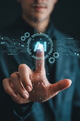 Hand Touching AI Technology with Digital Circuitry and Graphics
