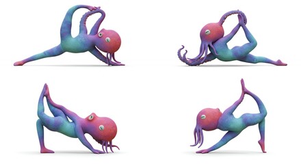 Fototapeta premium Alien yoga poses illustration