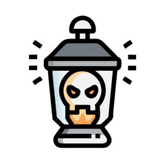 Obraz premium Creepy glowing lantern icon design.