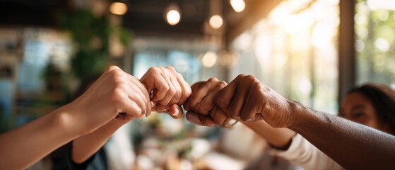 The hands of friends coming together in a joyful celebration of unity and support.