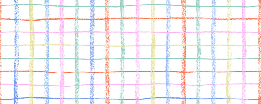 Colorful geometric plaid seamless pattern. Doodle stripes background.