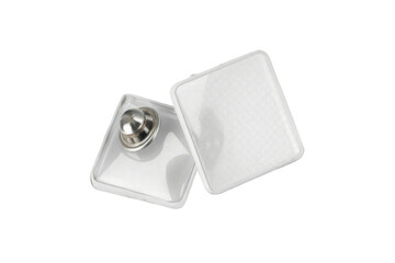 Empty enamel pin mockup - Blank square white silver lapel badge mock up
