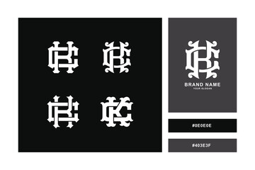 Monogram collection letter ck or kc with interlock, vintage, classic style for clothing brand