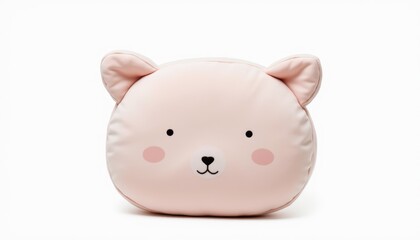 Adorable pink plush bear toy on white background soft cuddly and perfect for hugging