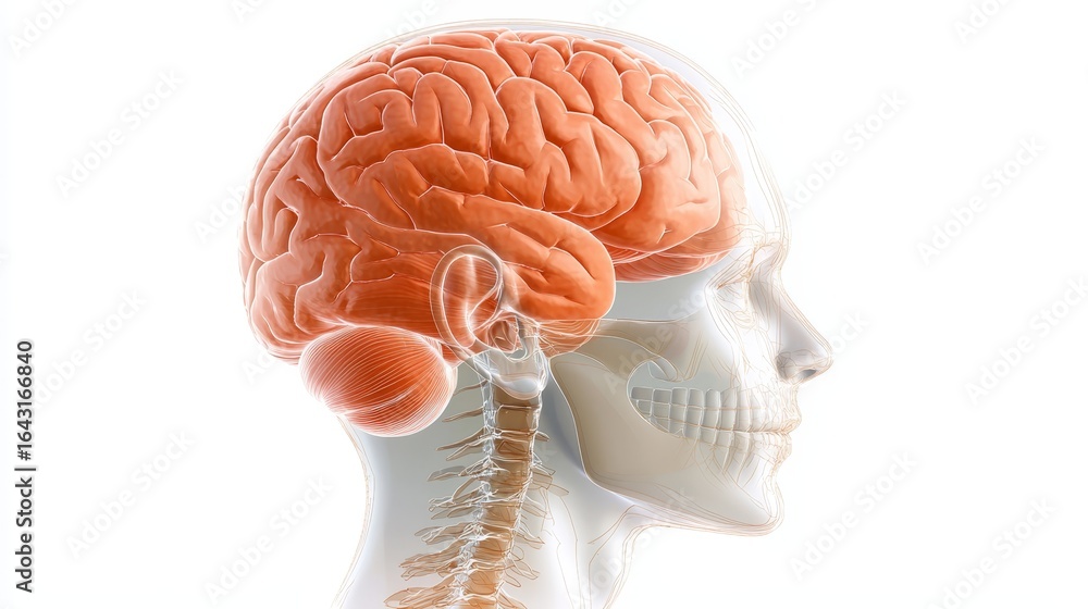Aufkleber illuminated brain within human head exploring the power of thought intelligence and cognitive functi