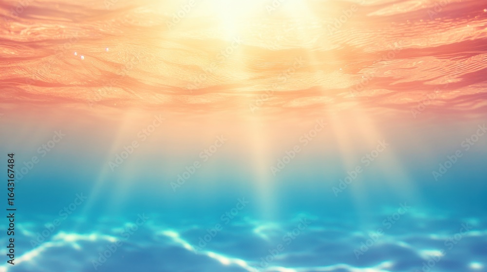 Poster sunlight filters through ocean water creating a tranquil scene at midday
