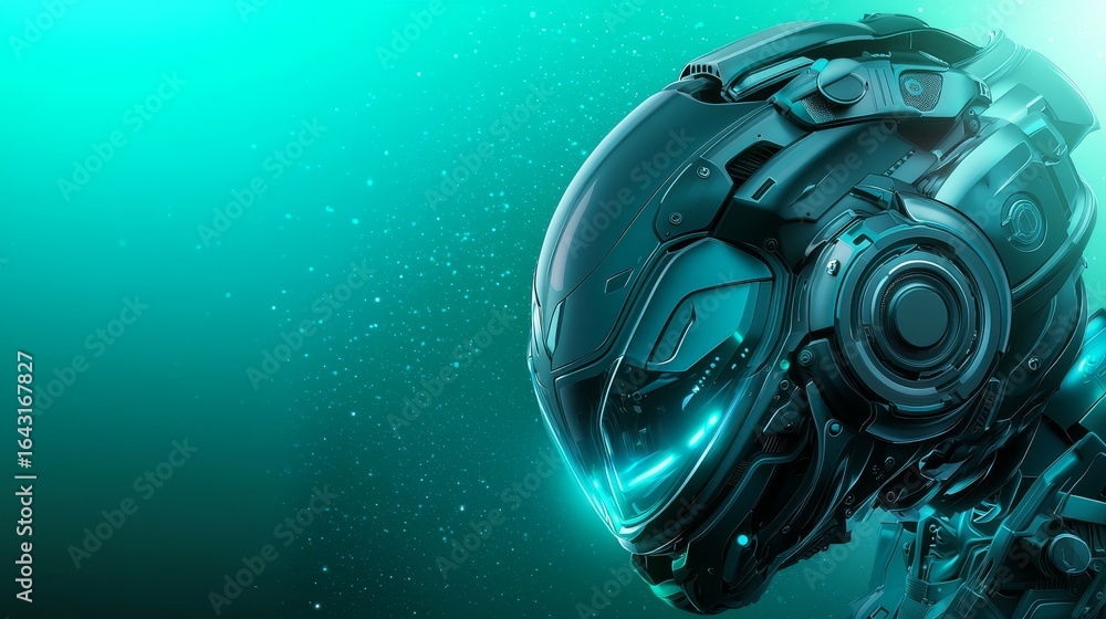Poster robot with helmet soaring through the air glimpse into the future of technology