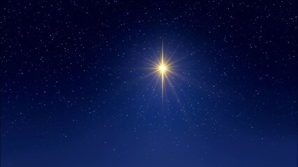 Radiant bethlehem star glowing above peaceful village, highlighting spiritual significance of christmas eve and divine nativity narrative video 4k