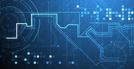 Abstract background. Scientific and technological concept with the use of technical elements formed in the shape of a circle. Vector