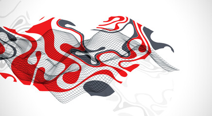 The abstract wave is made in a frame style. Template for science and technology presentation. Vector art.