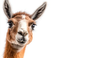 Fototapeta premium Closeup of brown donkey on white background