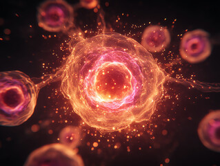 Abstract representation of vibrant cellular activity and energy.