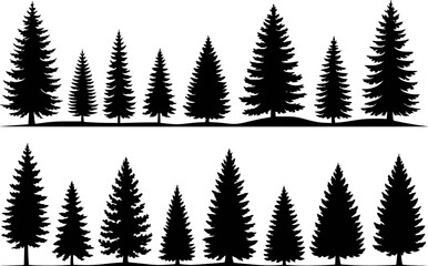 Evergreen trees forest landscape silhouette design vector