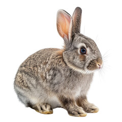Obraz premium Adorable gray bunny rabbit sitting, isolated on transparent background. background removed