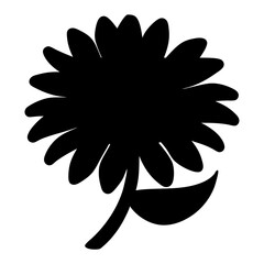 Simple but elegant black silhouette of a flower with a petal stem