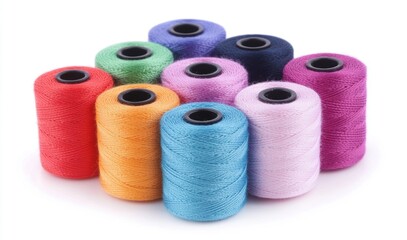 Colorful spools of thread arranged in a vibrant display for crafting projects