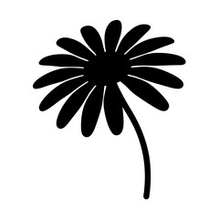 Simple black vector illustration of a daisy flower with a stem