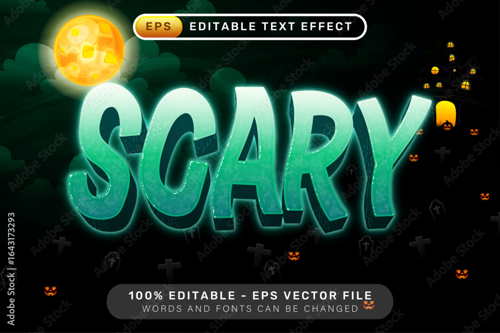 Poster scary text effect and editable text effect with halloween background
