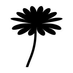Simple black silhouette of a stylized flower with many rounded petals