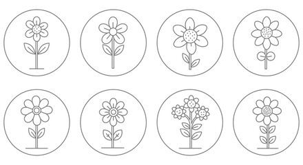 Floral Easter Egg Designs Illustration in Outlined Oval Frames for Coloring Pages