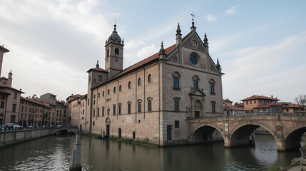Obraz premium Comacchio channal with church
