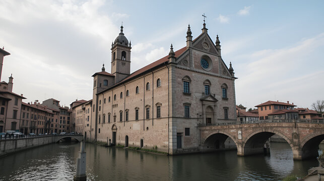 Comacchio channal with church