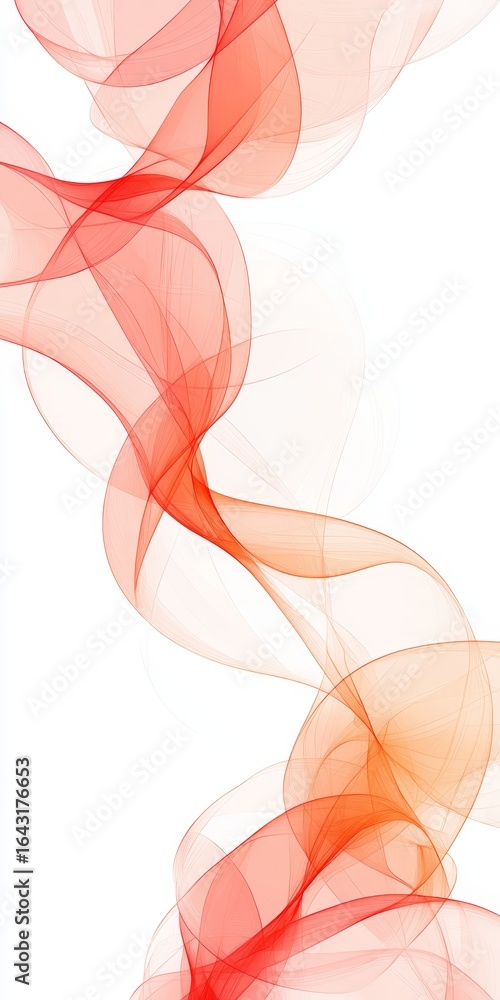 Aufkleber fluid abstract background with gentle waves in orange tones, modern flowing motion lines design