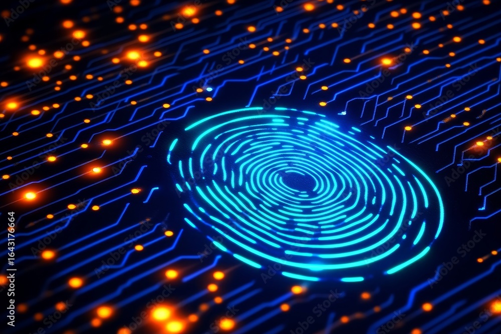 Poster advanced cyber security technology digital fingerprint recognition for criminal identification