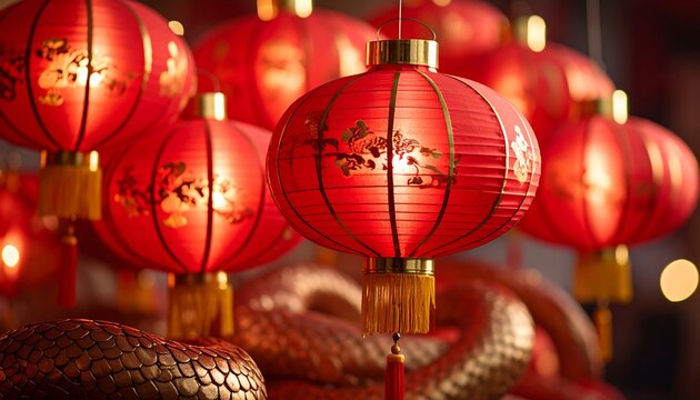 Red lanterns illuminate - Powered by Adobe