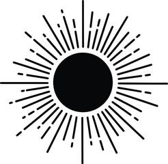 Boho sunburst emblem celestial line art icon