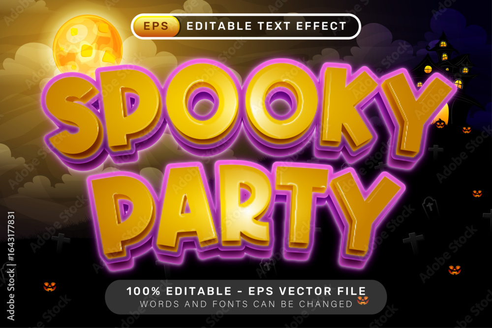 Poster spooky party text effect and editable text effect with halloween background